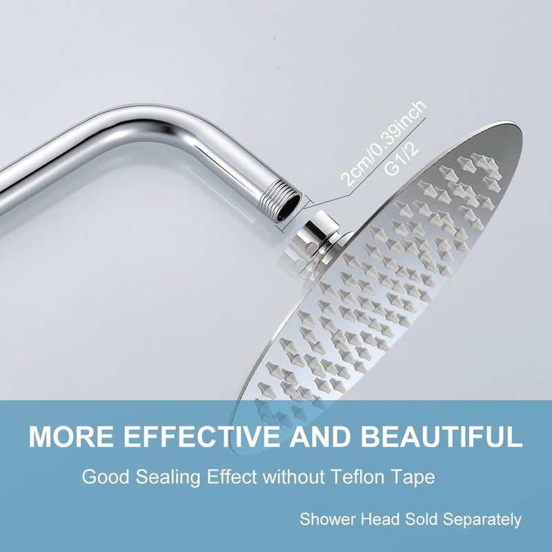 16 Inch Shower Arm Extra Long Solid Brass Rain Shower Head Arm with Flange Wall Mounted, Chrome finish (16inch, Chrome) - Image 3