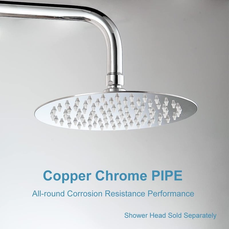 16 Inch Shower Arm Extra Long Solid Brass Rain Shower Head Arm with Flange Wall Mounted, Chrome finish (16inch, Chrome) - Image 4