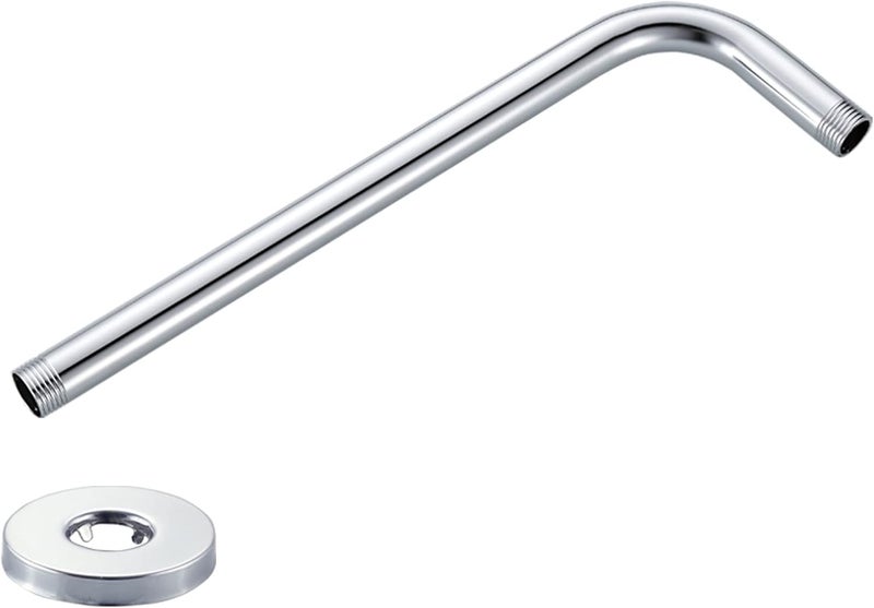 16 Inch Shower Arm Extra Long Solid Brass Rain Shower Head Arm with Flange Wall Mounted, Chrome finish (16inch, Chrome) - Image 1