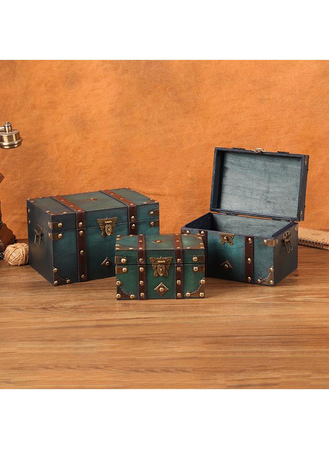 Bluejw European-style Retro Wooden Storage Box With Lock Chinese-style Antique Emerald Square Jewelry Box Photography Props Treasure Box - Image 2