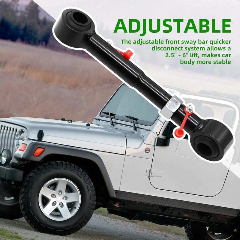 Yunnergo قضبان الربط الأمامية السريعة الفصل المتوافقة مع رانجلر تي جاي 1997-2006 بارتفاع 2.5-6 بوصة - Image 3