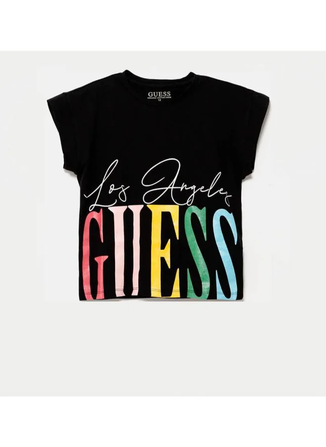 GUESS Kids Logo Printed Boxy Fit T-Shirt