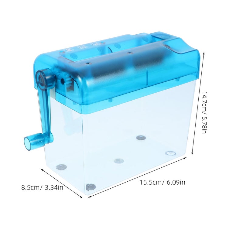Manual Paper Shredder Portable Desktop Hand Crank Blue with Wastebasket for Home Office - Image 3