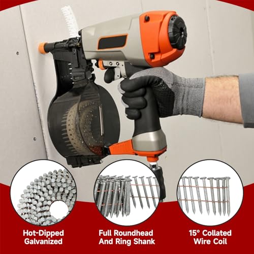 findmall 3600 Count Siding Nails 1-1/4 Inch by .092 Inch 15 Degree Ring Shank Hot-Dipped Galvanized Collated Wire Coil. Adapted to Gun Type CN55 or CN45 - Image 4