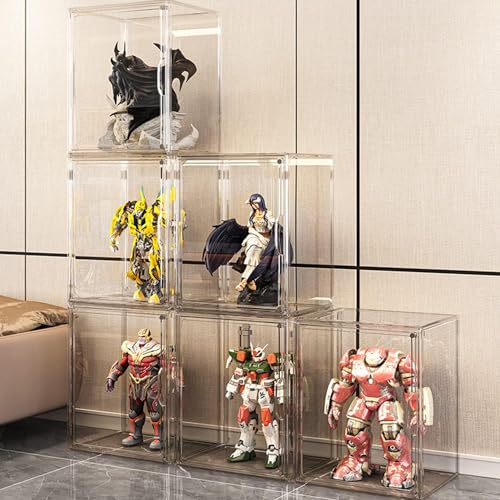 GUDEMAY Clear Stackable Plastic Storage Bins with Magnetic Lid, Dustproof Book & Cosmetic Display Cases, Large Figures Collectibles Showcase, Shoe Box, Protection Organizer (Transparent, L-1 Pack) - Image 3