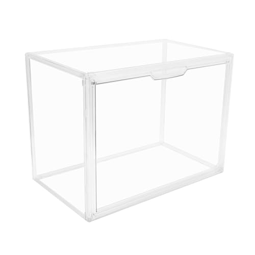 GUDEMAY Clear Stackable Plastic Storage Bins with Magnetic Lid, Dustproof Book & Cosmetic Display Cases, Large Figures Collectibles Showcase, Shoe Box, Protection Organizer (Transparent, L-1 Pack) - Image 1