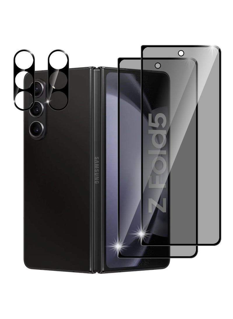 Excefore - Privacy Protection Tempered Glass for Samsung Galaxy Z Fold 5 - Screen & Camera Lens Protector 2 Pack - Anti-peeping Security Shield - Image 1