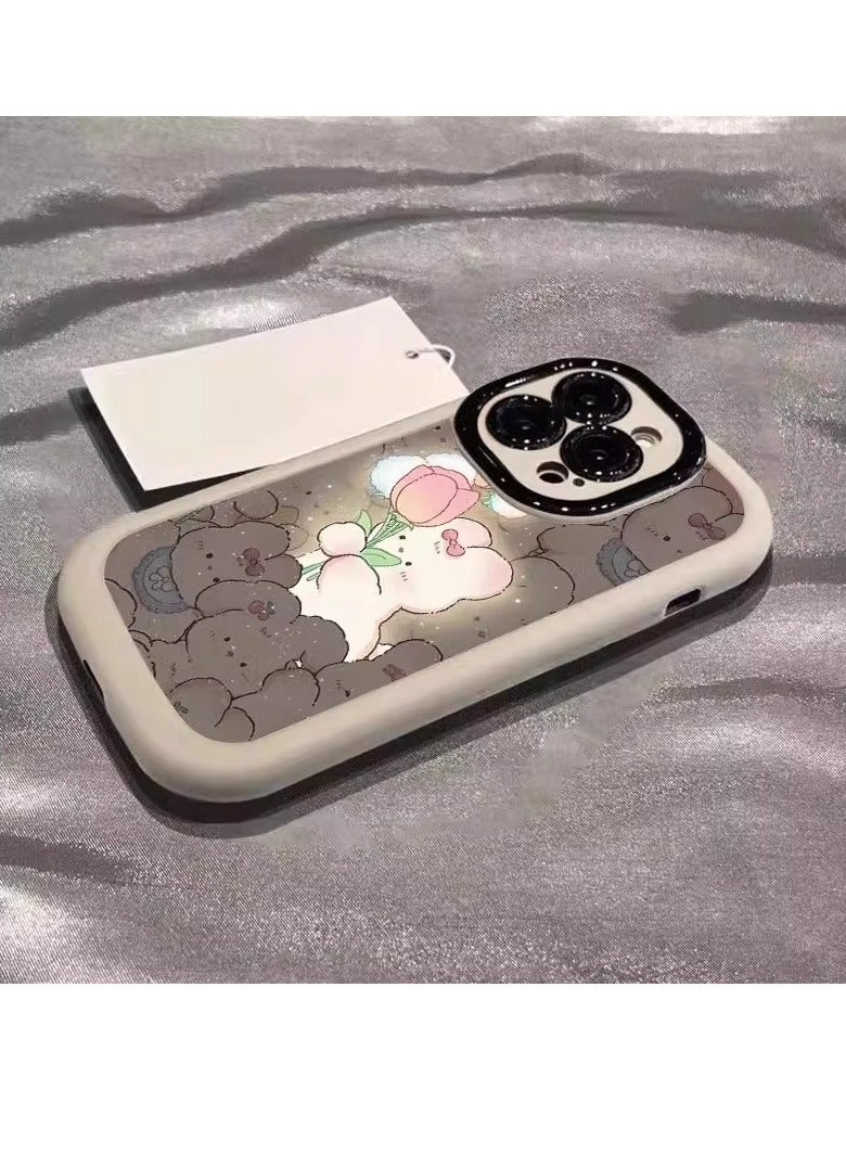 NIBEMINENT Cartoon Rabbit Protective TPU Case Cover For iPhone 14 Pro Max, White