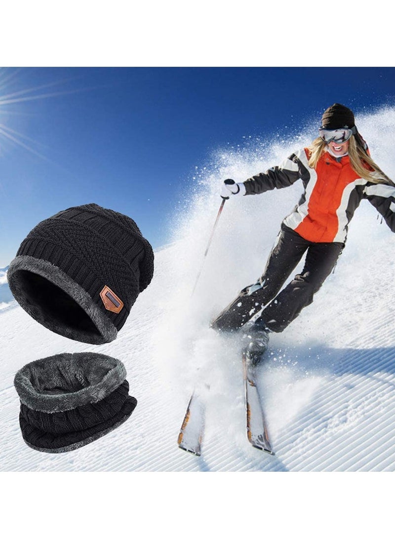 GNAFOTU Winter Hat and Scarf Set for Kids Boys Girls, 2 Pcs Warm Knit Beanie Cap and Scarf with Fleece Lining for Kids of 5-14 Years Old - Image 2