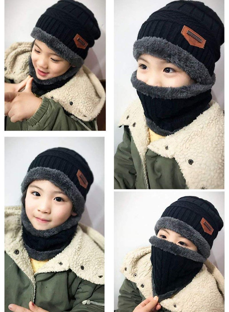 GNAFOTU Winter Hat and Scarf Set for Kids Boys Girls, 2 Pcs Warm Knit Beanie Cap and Scarf with Fleece Lining for Kids of 5-14 Years Old - Image 5