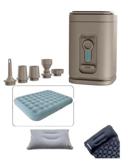 Portable multi-function air pump - safe and durable, smart lock anti-misstart, overheating protection, unique color is loved by young people. USB with 2-level brightness emergency light, tent hanging. Charging and pumping dual-use, pool toys, snow tubes, outdoor camping, fitness balls, children's bouncing balls, vacuum bags are available. Smaller than a cup, cordless and rechargeable, suitable for outdoor camping / hiking / beach / indoor storage