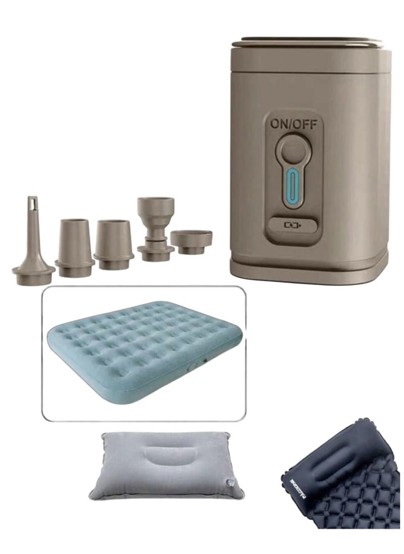 Generic - Portable multi-function air pump - safe and durable, smart lock anti-misstart, overheating protection, unique color is loved by young people. USB with 2-level brightness emergency light, tent hanging. Charging and pumping dual-use, pool toys, snow tubes, outdoor camping, fitness balls, children's bouncing balls, vacuum bags are available. Smaller than a cup, cordless and rechargeable, suitable for outdoor camping / hiking / beach / indoor storage - Image 1