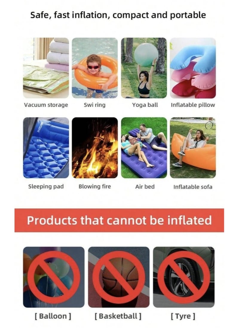 Generic - Portable multi-function air pump - safe and durable, smart lock anti-misstart, overheating protection, unique color is loved by young people. USB with 2-level brightness emergency light, tent hanging. Charging and pumping dual-use, pool toys, snow tubes, outdoor camping, fitness balls, children's bouncing balls, vacuum bags are available. Smaller than a cup, cordless and rechargeable, suitable for outdoor camping / hiking / beach / indoor storage - Image 1