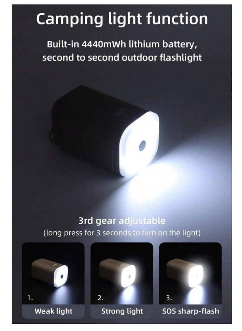 Generic - Portable multi-function air pump - safe and durable, smart lock anti-misstart, overheating protection, unique color is loved by young people. USB with 2-level brightness emergency light, tent hanging. Charging and pumping dual-use, pool toys, snow tubes, outdoor camping, fitness balls, children's bouncing balls, vacuum bags are available. Smaller than a cup, cordless and rechargeable, suitable for outdoor camping / hiking / beach / indoor storage - Image 1