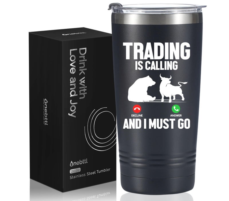 Onebttl Stock Market Gifts for Men and Women Funny Gifts for Stock Traders on Birthday and Christmas 20 oz Insulated Stainless Steel Tumbler TRADING IS CALLING