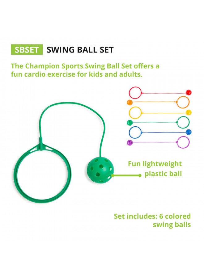 Champion Sports Champion Sports Skip Ball Ankle Toy for Kids, Pack of 6, Assorted Colors - Durable Hopper / Swingball Set with 18-Inch Cord, 5.5-Inch Diameter Ankle Ring - Fun Jumper and Exercise Equipment - Image 5
