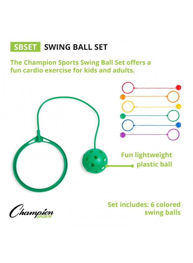 Champion Sports Champion Sports Skip Ball Ankle Toy for Kids, Pack of 6, Assorted Colors - Durable Hopper / Swingball Set with 18-Inch Cord, 5.5-Inch Diameter Ankle Ring - Fun Jumper and Exercise Equipment - Image 3