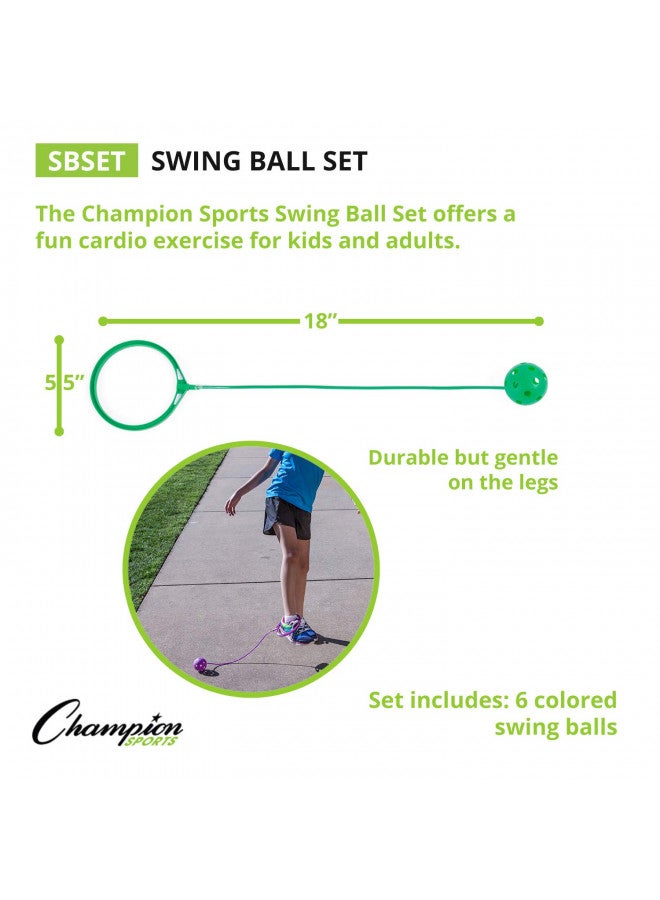 Champion Sports Champion Sports Skip Ball Ankle Toy for Kids, Pack of 6, Assorted Colors - Durable Hopper / Swingball Set with 18-Inch Cord, 5.5-Inch Diameter Ankle Ring - Fun Jumper and Exercise Equipment - Image 2