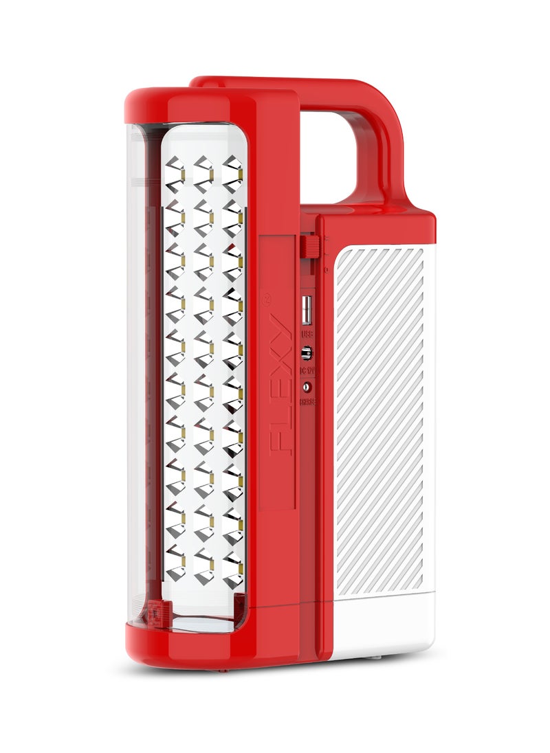 فليكسي فانوس LED قابل لإعادة الشحن من FLEXY: 33 مصباح LED عالي الطاقة، بطارية تدوم 100 ساعة، مدخل طاقة شمسية، مخرج USB، غطاء غير قابل للكسر، ضوء يعمل عند انقطاع التيار الكهربائي تلقائيًا، كفالة عامين، تصميم موفر للطاقة  - Image 1