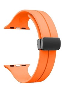 For Apple Watch 49mm Ultra Series 8 D-Shape Magnetic Clasp Silicone Replacement Sport Wristband Band - Orange