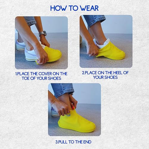 FOOTINSOLE.COM Waterproof Silicone Rubber Shoe Covers for Rain, Non-Slip Easy-handy Water Resistant Overshoes Outdoor Cycling Hiking Protectors Apply to Men, Women, Kids (Small, WHITE) - Image 4