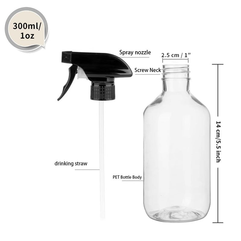 Likealot 2 Pack Leakproof Spray Bottles 300Ml - Adjustable Nozzle (Mist/Jet)  Refillable Pet Plastic For Hair  Cleaning  Plants  Travel | Bpa-Free  No-Spill Design  Salon & Home Essentials (Clear) - Image 5