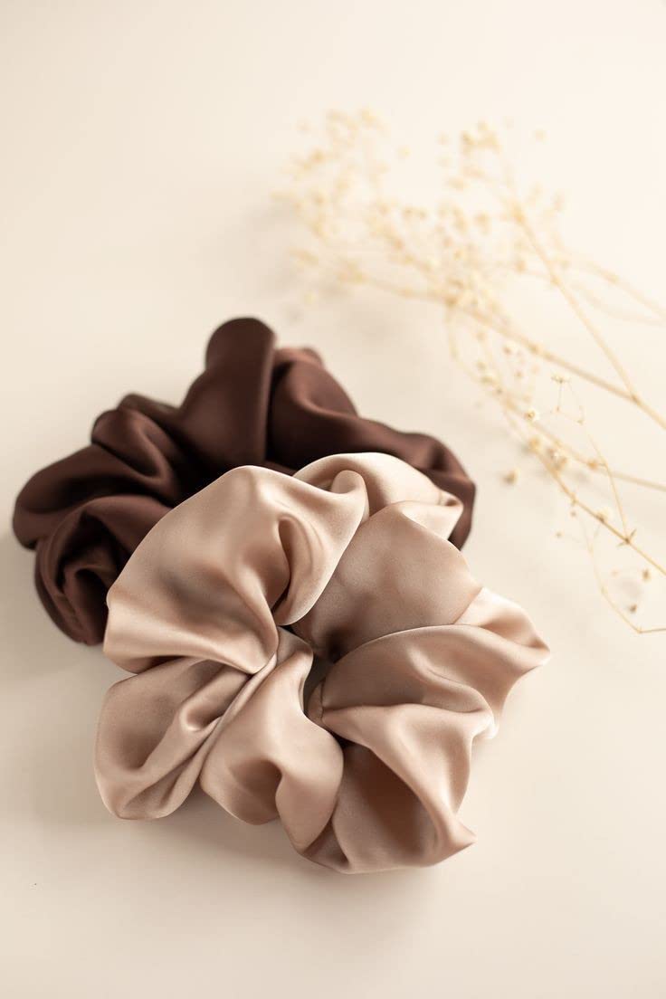 Atrubes Scrunchy Combo of 3 XL Scrunchies 3 Pcs Extra Large Scrunchies Scrunchy Hair Ties Silk Satin Scrunchies for Hair Scrunchies for Thick Hair Silk hair ties Women girls lady children - Image 2