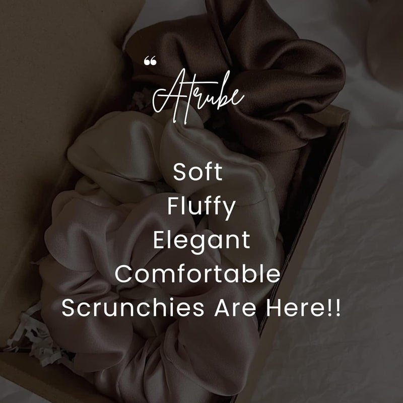 Atrubes Scrunchy Combo of 3 XL Scrunchies 3 Pcs Extra Large Scrunchies Scrunchy Hair Ties Silk Satin Scrunchies for Hair Scrunchies for Thick Hair Silk hair ties Women girls lady children - Image 4