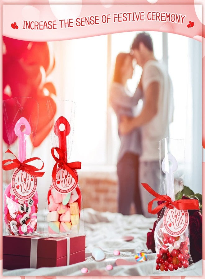 Chumia Valentine's Day Plastic Toy Shovels I Dig You Toy Shovels Set with I Dig You Stickers Valentine Tags with Ribbon Favor(85 Pieces) - Image 5
