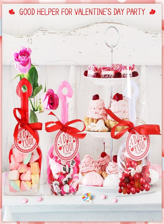 Chumia Valentine's Day Plastic Toy Shovels I Dig You Toy Shovels Set with I Dig You Stickers Valentine Tags with Ribbon Favor(85 Pieces) - Image 2