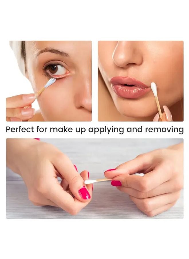 800 مسحة قطنية من الخيزران 8 عبوات رؤوس مزدوجة لتنظيف الأذن والمكياج - Image 5