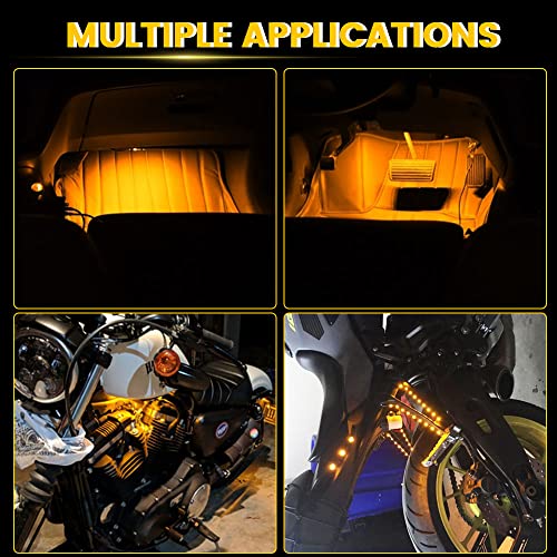 YM EBright YM E-Bright Amber/Yellow Led Strip Lights for Cars 5050 SMD Waterproof Golf Cart Underglow Lights for Motorcycles Boat Scooter Bike Interior Exterior Decoration DC-12V,Pack of 4 - Image 2