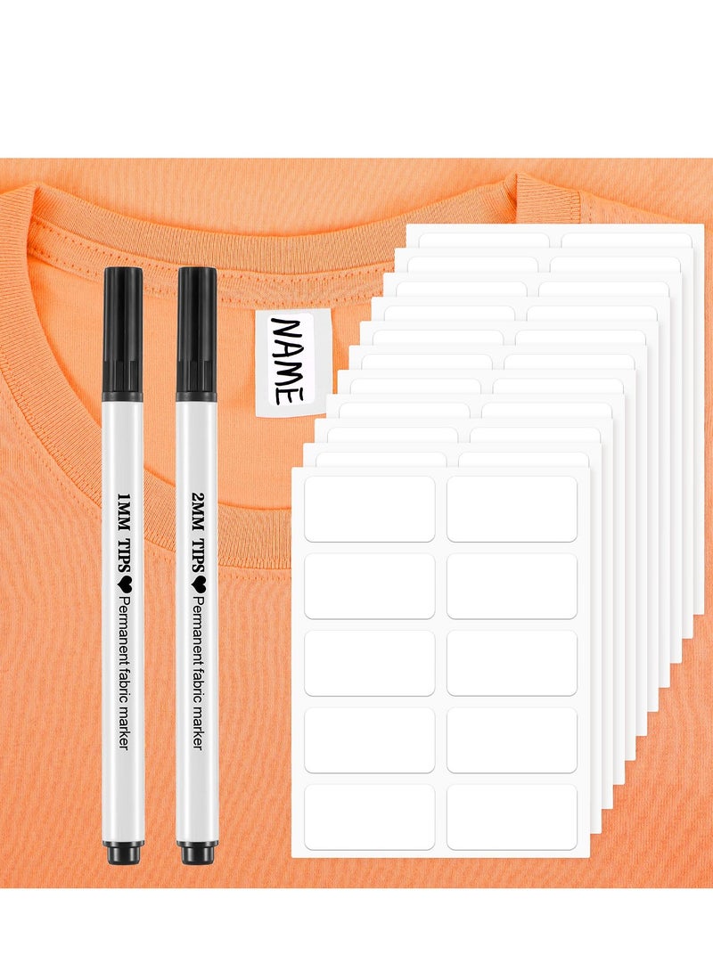 Chielor 100 Pieces No-Iron Clothing Labels Wash Writable Self Adhesive Name Labels Tags with Permanent Fabric Marker for Nursing Home Daycare, Washer and Dryer - Image 1