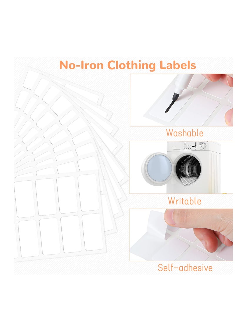 Chielor 100 Pieces No-Iron Clothing Labels Wash Writable Self Adhesive Name Labels Tags with Permanent Fabric Marker for Nursing Home Daycare, Washer and Dryer - Image 3