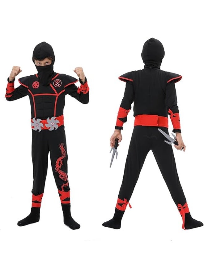 Bukela Spooktacular Creations Ninja Costume Kids, Muscle Ninja Deluxe Set, Toddler Unisex Kungfu Halloween Costumes with Foam Accessories for Halloween Themed Parties, Red, M - Image 5