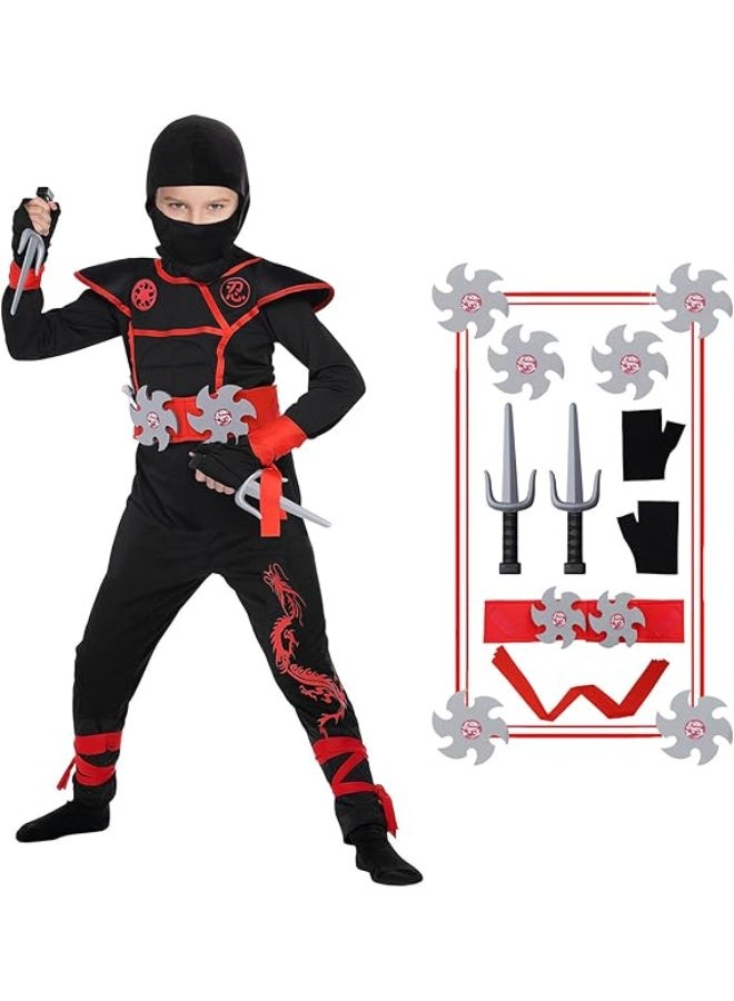 Bukela Spooktacular Creations Ninja Costume Kids, Muscle Ninja Deluxe Set, Toddler Unisex Kungfu Halloween Costumes with Foam Accessories for Halloween Themed Parties, Red, M - Image 1