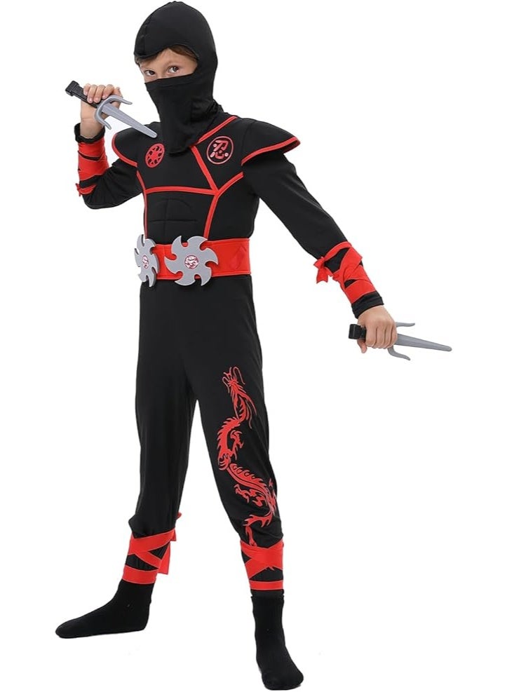 Bukela Spooktacular Creations Ninja Costume Kids, Muscle Ninja Deluxe Set, Toddler Unisex Kungfu Halloween Costumes with Foam Accessories for Halloween Themed Parties, Red, M - Image 2