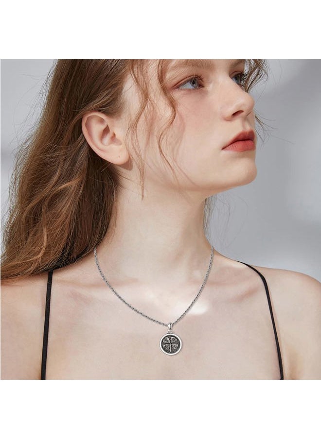 PDTJMTG Clover Necklace Sterling Silver Four Leaf Clover Pendant with 22”+2” Stainless Steel Chain Good Luck Gift for Men Women  - Image 5