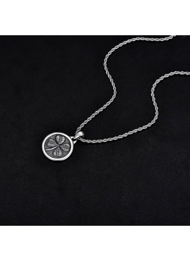 PDTJMTG Clover Necklace Sterling Silver Four Leaf Clover Pendant with 22”+2” Stainless Steel Chain Good Luck Gift for Men Women  - Image 4
