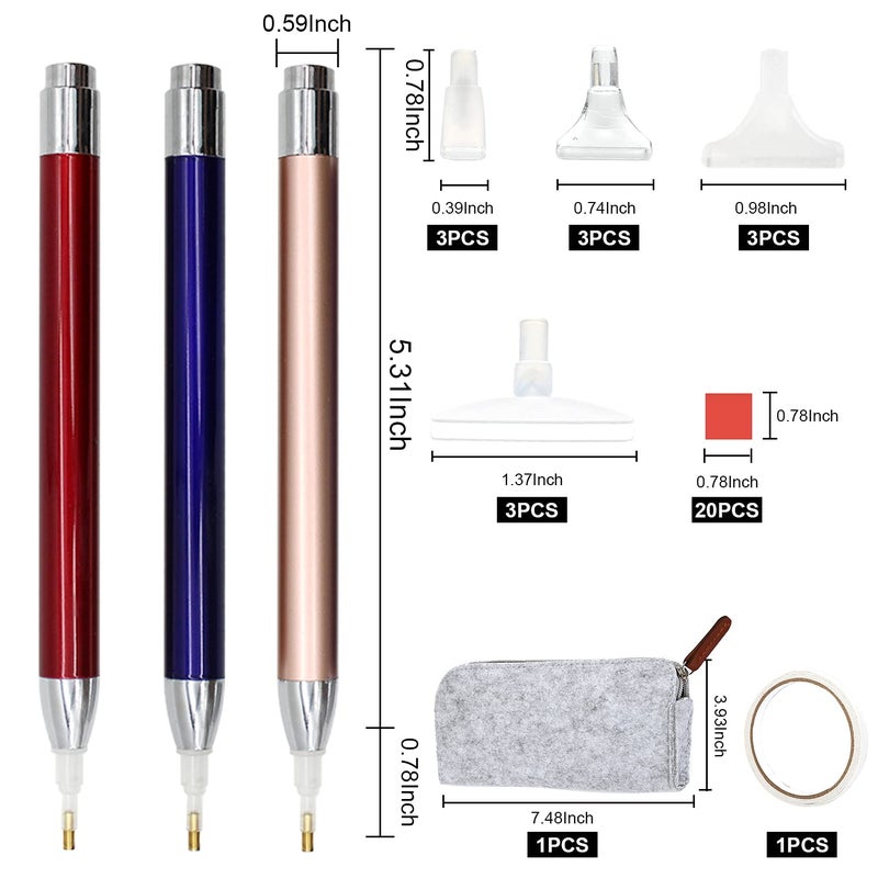 Abodhu Diamond Painting Pen Kits with LED Diamond Art Pens Accessories Tools 5D Light Up Drill Pens for Arts Nails DIY Crafts Decoration,12pcs Tips - Image 2