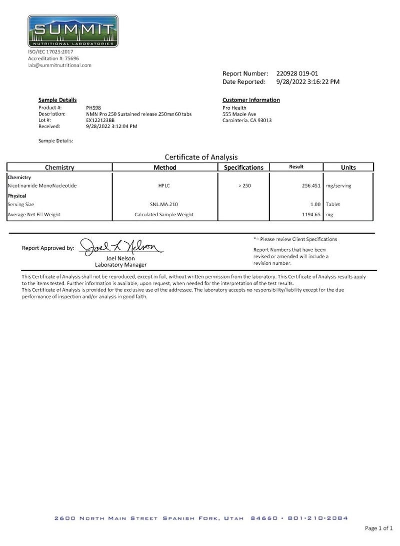 ProHealth NMN Pro 250™ Sustained Release - Uthever® NMN, 250 mg, 60 tabs - Living Machine™ - Image 4