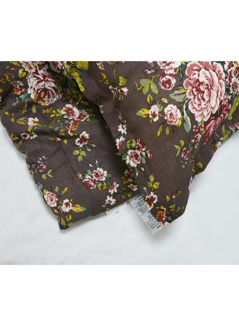 السرعوف الذهبية طقم لحاف زهور الخريف مكون من 3 قطع من GOLD MANTIS - فراش قطن 100% مع لمسة نهائية مغسولة بالملابس، دافئ ورقيق، مقاس كوين/كينج مع أغطية وسائد - لحاف بني مطبوع عليه زهور (كوين) - Image 5