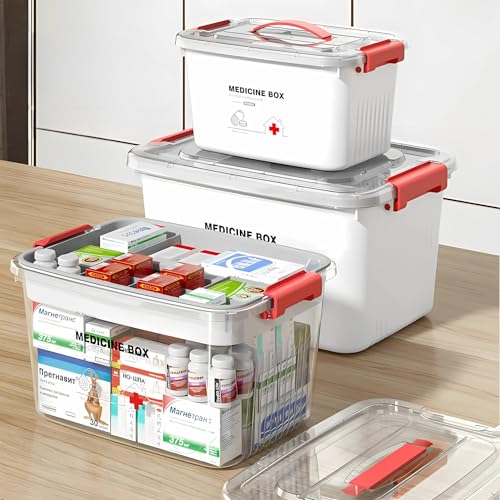KREPS® Plastic Medicine Box, Medical First Aid Multi-Purpose Storage Organizer, Emergency Kit, Availbale in Multiple Size (TRANSPARENT, LARGE) - Image 3