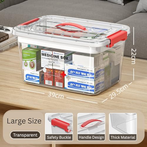 KREPS® Plastic Medicine Box, Medical First Aid Multi-Purpose Storage Organizer, Emergency Kit, Availbale in Multiple Size (TRANSPARENT, LARGE) - Image 2