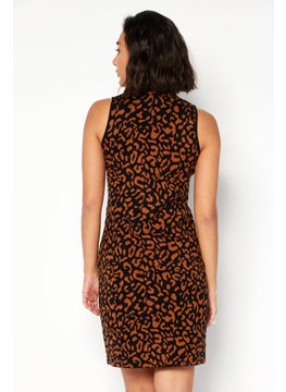 T Tahari Women Printed Mini Dress, Brown  - Image 4