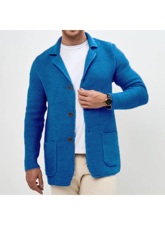 NIBEMINENT Autumn Daily Leisure Mens Knit Cardigan Tops Trendy Turn-down Collar Button-up Sweater Jacket Coats For Men Vintage Sweatercoats - Image 1