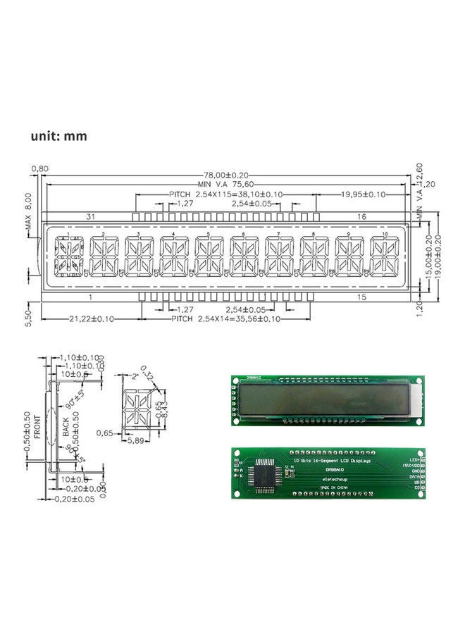 NIBEMINENT 10 Bit LCD Display Module Multicolour 9.20x0.90x2.40cm - Image 4