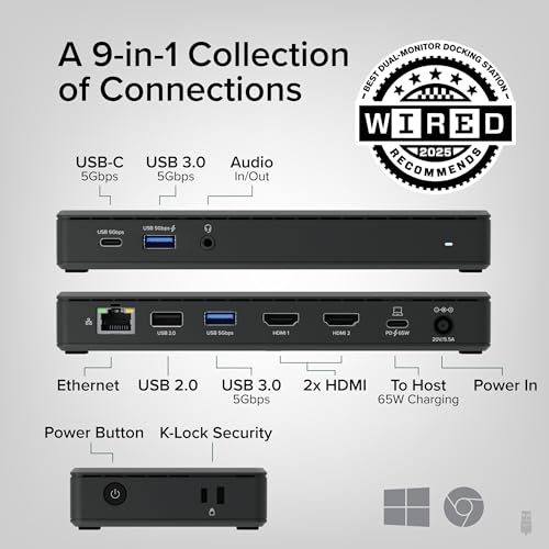 Plugable USB-C Docking Station Dual 4K 60Hz HDMI, 65W Charging, Gigabit Ethernet, 1x USB-C 5Gbps, 3X USB-A, Audio, Windows/ChromeOS, USB-C/USB4/Thunderbolt, Driverless (UD-MSTH2) - Image 2