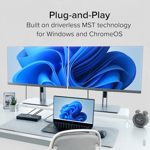 Plugable USB-C Docking Station Dual 4K 60Hz HDMI, 65W Charging, Gigabit Ethernet, 1x USB-C 5Gbps, 3X USB-A, Audio, Windows/ChromeOS, USB-C/USB4/Thunderbolt, Driverless (UD-MSTH2) - Image 4