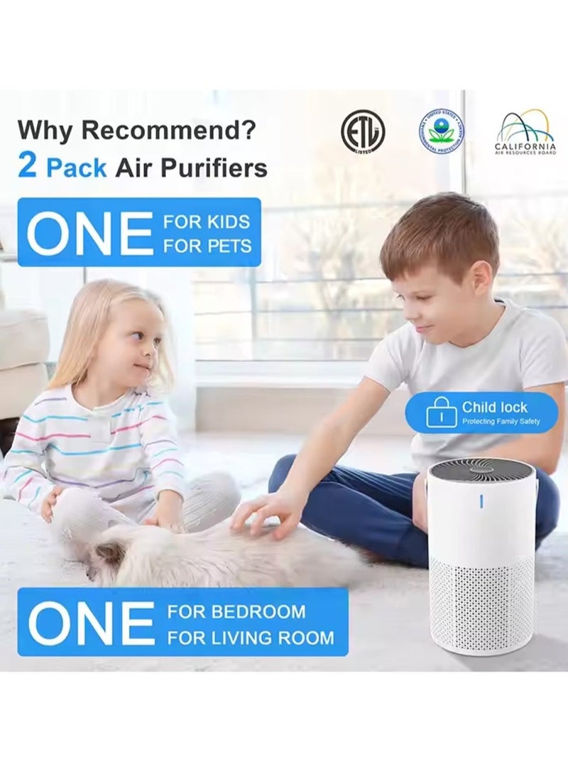 ايتي لايف أجهزة تنقية هواء منزلية، غبار، دخان، شعر حيوانات أليفة، مساحة تصل إلى 80 مترًا مربعًا، فلتر هواء H13 True HEPA مع مؤقت، وضع السكون، خالٍ من الأوزون، منقي هواء هادئ 24 ديسيبل لغرفة النوم والمكتب، GL-K802 أبيض - Image 2